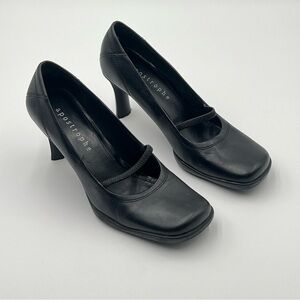 Vintage Style Black Leather Square Toe Pumps Sabrina Spellman Inspired  Size 8